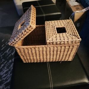 Woven Kleenex Basket in Natural Brown